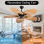 Ventilateur de plafond tropical de 52 pouces à 5 pales Palm Leaf