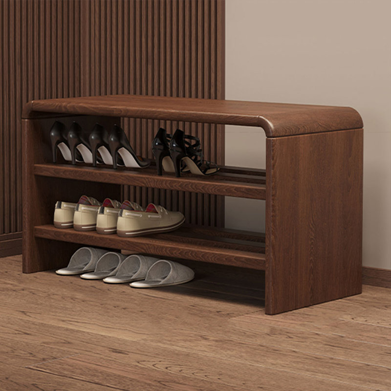 Walnut Solid Wood Bench, 15.75" H x 31.5" W x 13.78" D