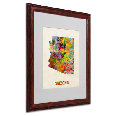 « arizona map » par michael thompsett, impression encadrée