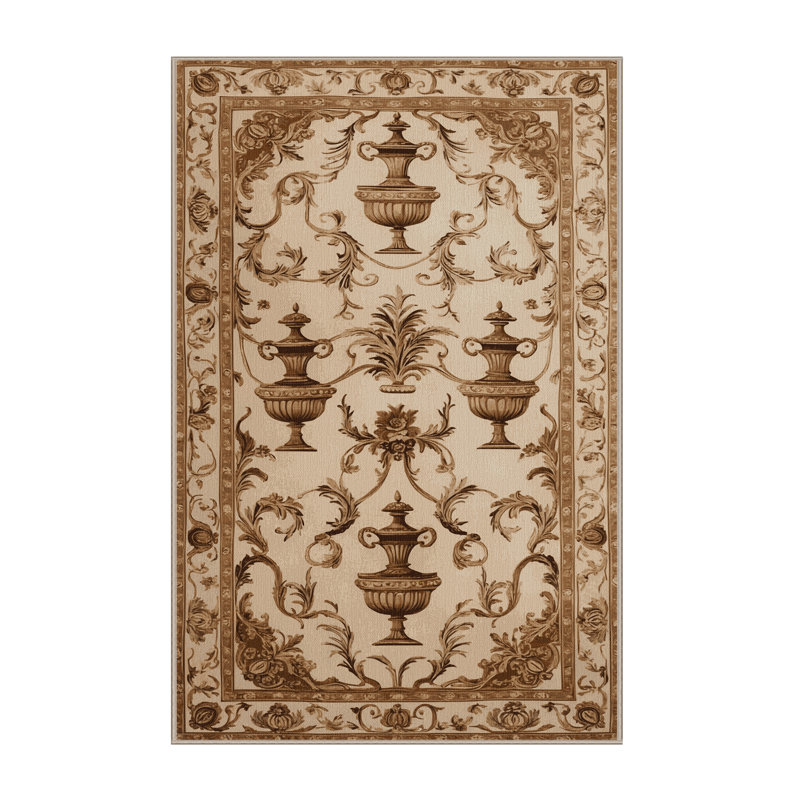 Tapis brun français lavable à la machine, Rectangle 3 pi x 5 pi