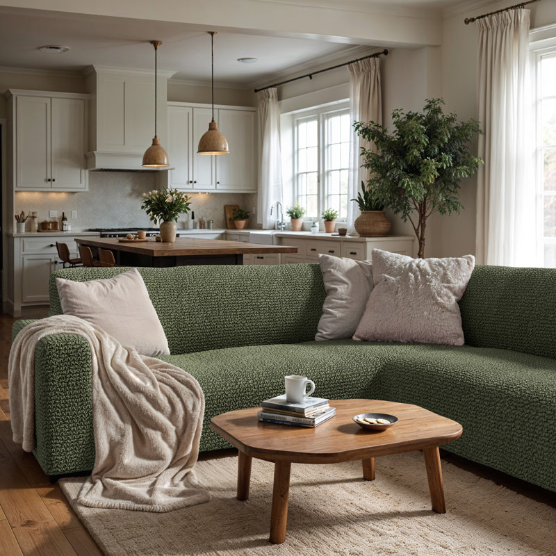 Housse extensible pour canapé d'angle - Facile à nettoyer et durable - Collection Comfort , Coin, Green