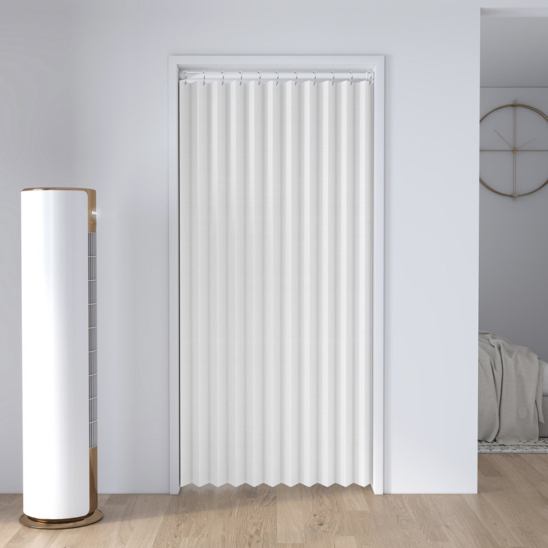 White Heat Proof Door Curtain, Foldable Insulated Panel for Kitchen & Entryway, 41.3" W x 78" H, White