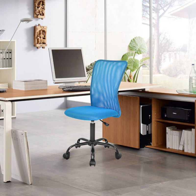 Chaise de bureau sans accoudoirs à hauteur réglable, Bleu