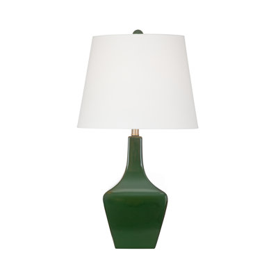 Lampe de table en céramique vert émeraude Valen 28 po