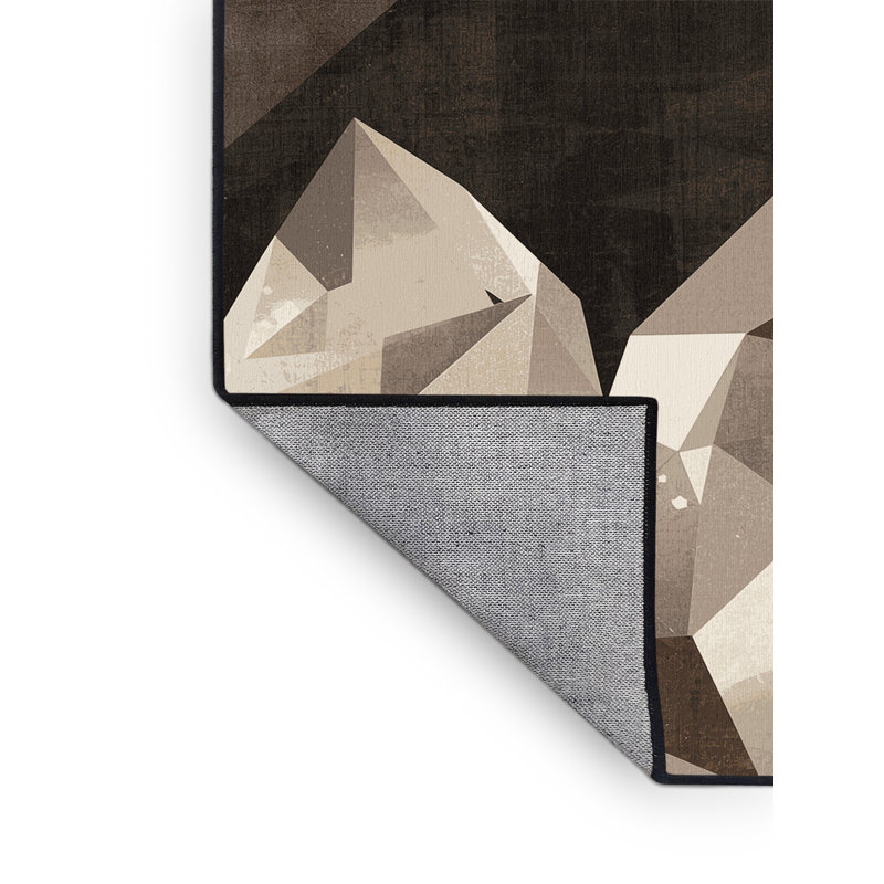Machine Washable Manhasset Posh & Luxe Geometric Shapes Rug in Brown – Black Binding, 5x7
