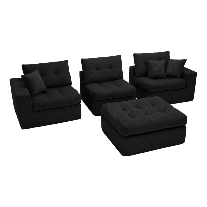 Canapé modulaire en velours côtelé Compression