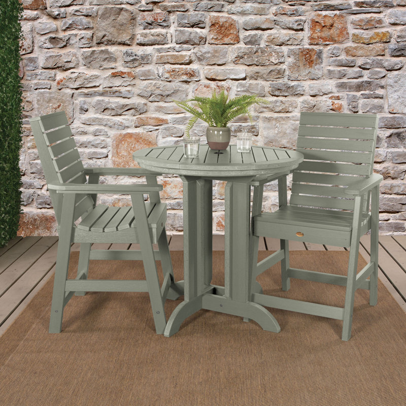 Machado 2-Person 36" Round, Counter-Height Dining Set, Eucalyptus