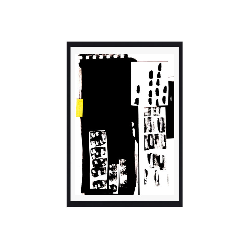 Town Square, H 16 po x l 12 po, Blanc, Papier avec cadre simple noir