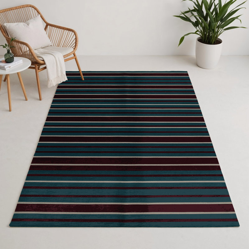 Tapis intérieur / extérieur gris HorizontalStripes, Rectangle 9 pi x 12 pi
