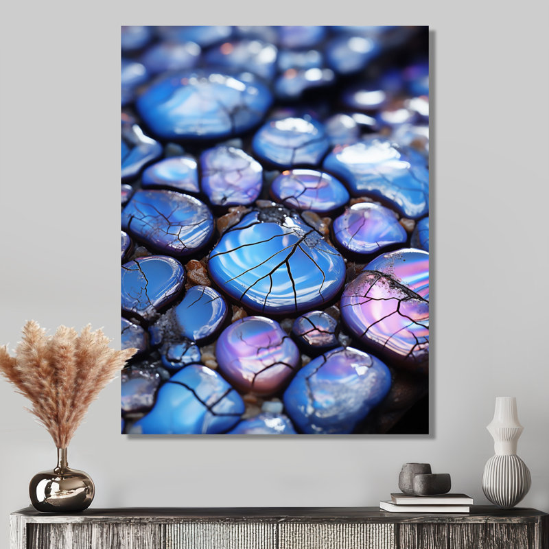 Indigo Agate Stones - Marble Wall Art, Wrapped Canvas, 20" H x 12" W