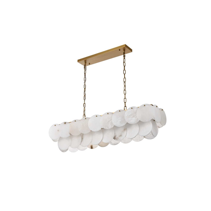 Lustre en albâtre Ikeny 42 pouces Ikeny, Or satiné, 17 lumières, H 10 po x l 42 po x P 12 po