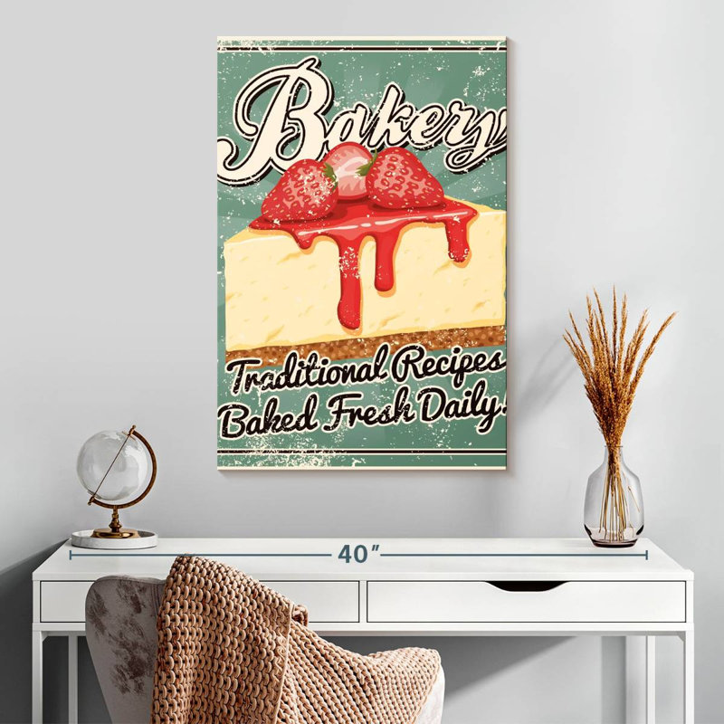 Plaque murale Kema Strawberry Cheesecake Bakery, H 30 po x l 20 po
