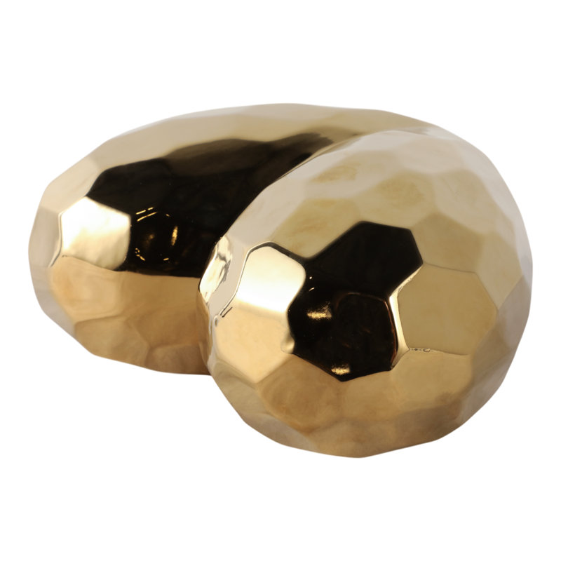Millsap Ceramic Geometric Heart Sculpture, 11" H x 5" W x 11" D, Gold