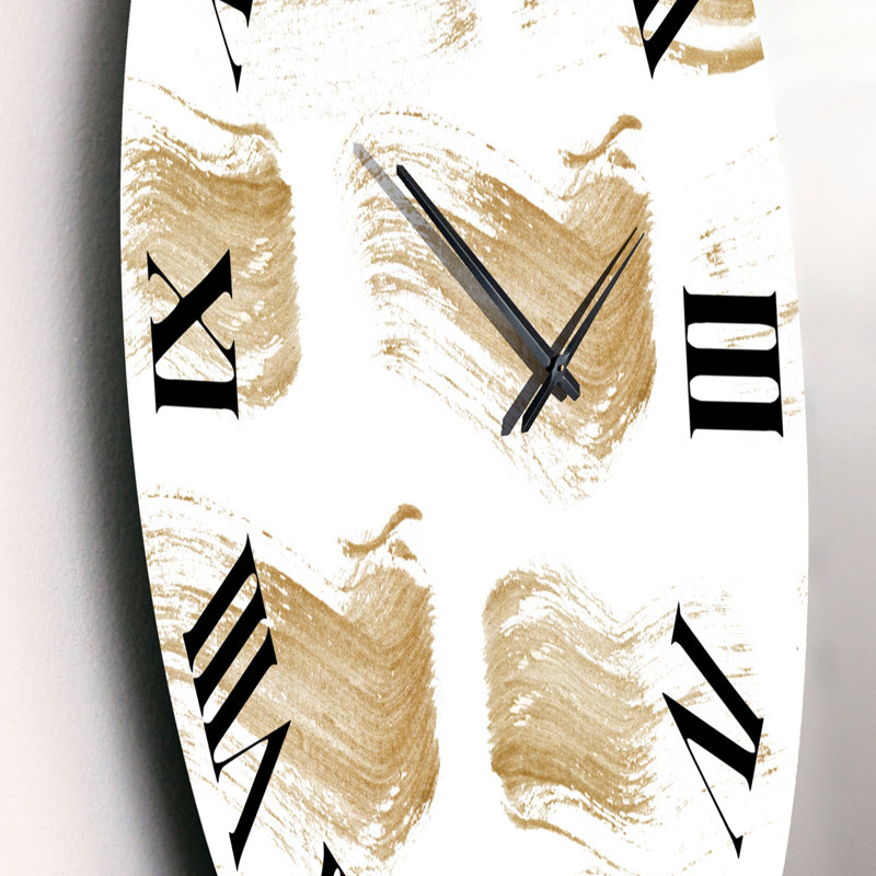 Golden Abstract Strokes - Horloge murale moderne, Petit
