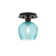 Edge 1 Light Semi-Flush With 6" Turquoise Textured Glass