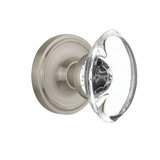 Crystal Oval Interior Mortise Door Knob with Classic Rosette