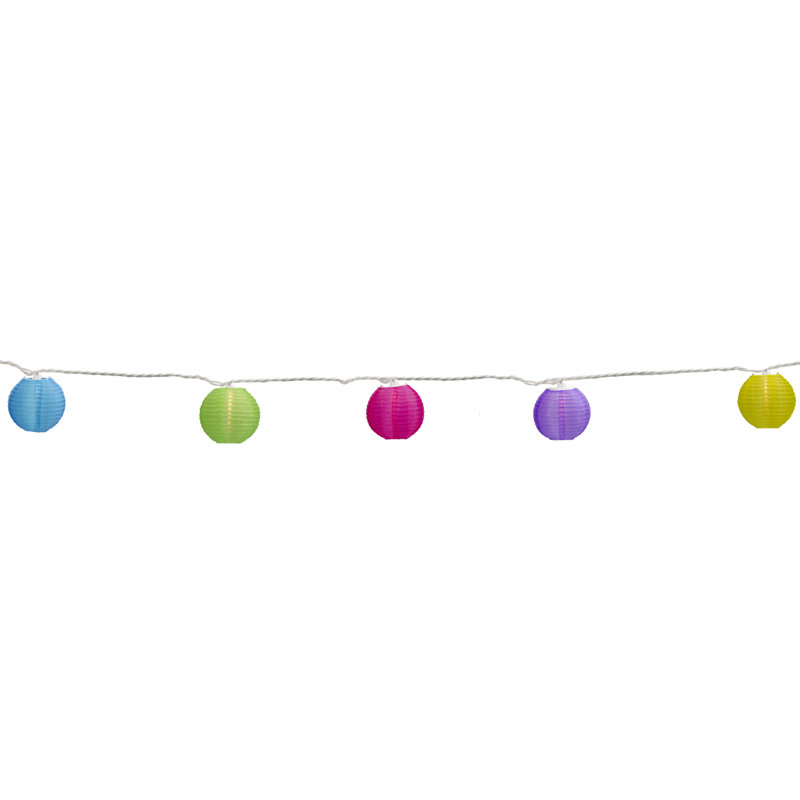 10-Count Multi-Colour Summer Paper Lantern Lights  Clear Bulbs