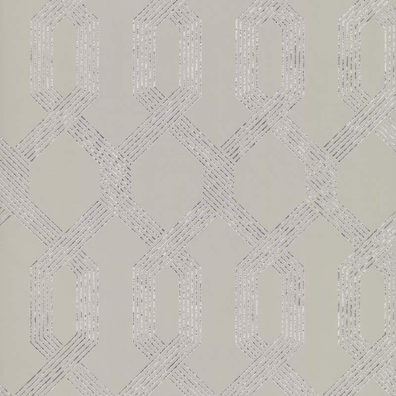 Rouleau de papier peint de style Mid-Century L 33 pi x l 21 po, Gris léger / argent