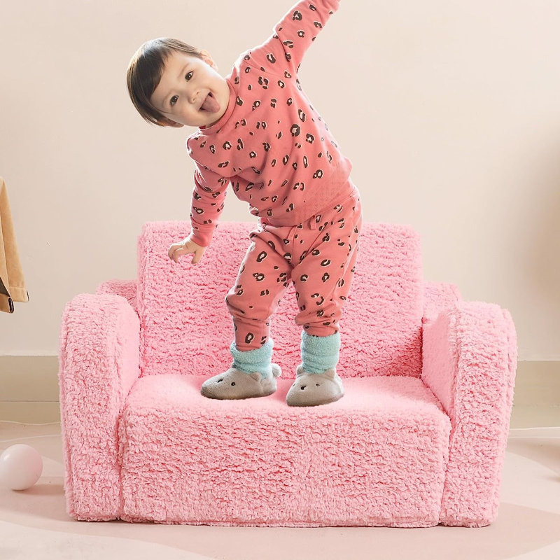Adahli Kids 11'' Club Chair Chair and Ottoman,  Pink