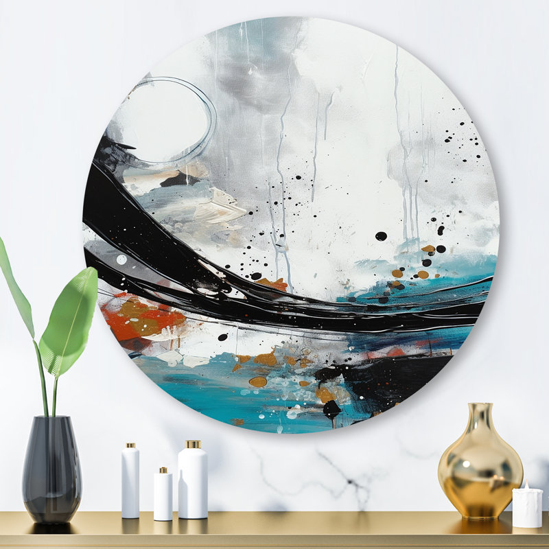 Exploring Boho Simplicity III - Abstract Round Wall Art on Metal, 16" H x 16" W x 1" D