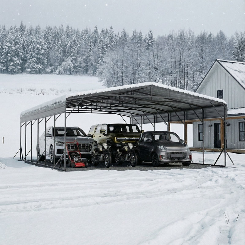 Abri d'auto robuste avec toit en acier galvanisé, 20 pi L 30 pi. D