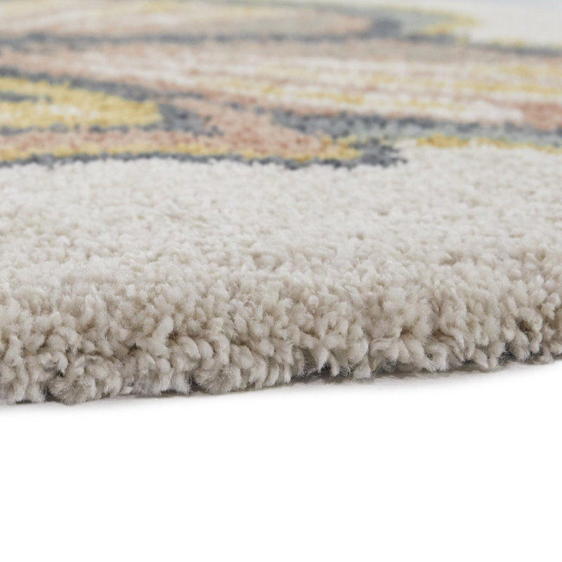Tapis à poils longs pour enfants Sofia, Crème, crème, Rond 5 pi 3 po