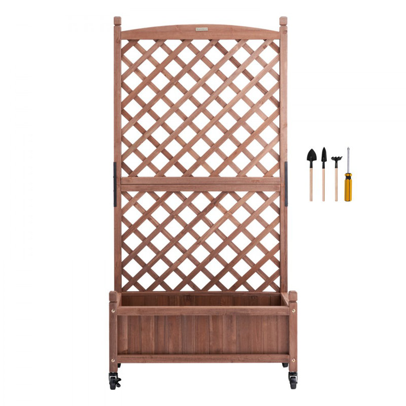2 pièces Jardin surélevé avec treillis, 60 po x 13 po x 61,4 po jardinières en bois surélevées pour l'extérieur