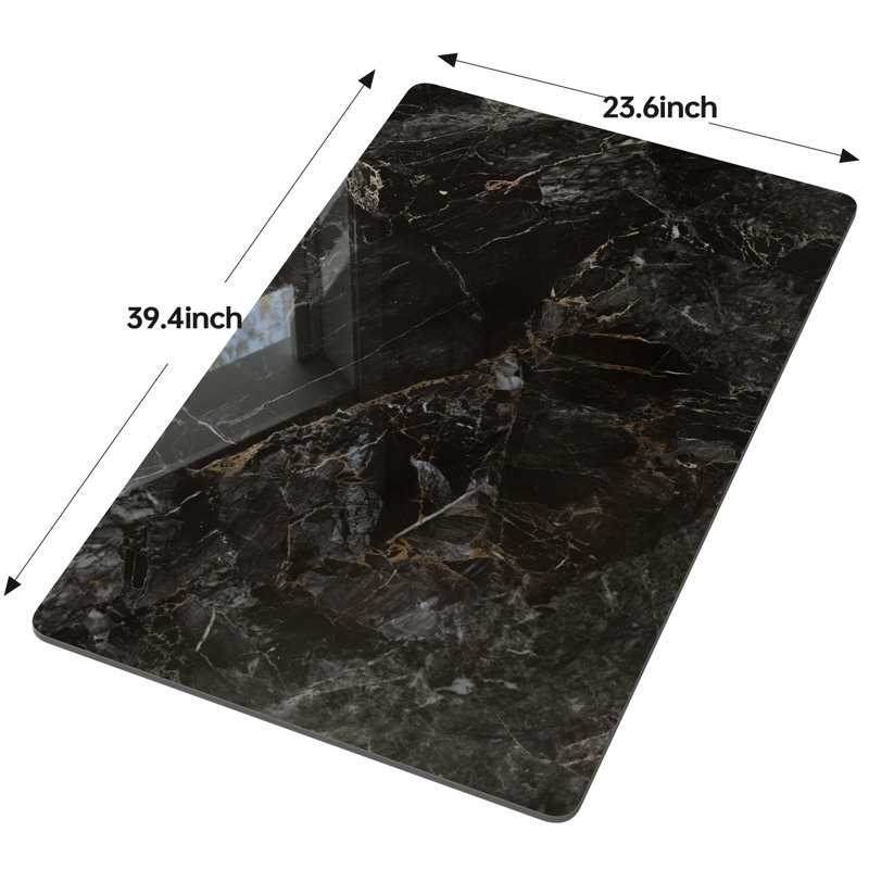 Plateau de table rectangulaire de remplacement en pierre frittée noire pour table basse / table de salle à manger, Black
