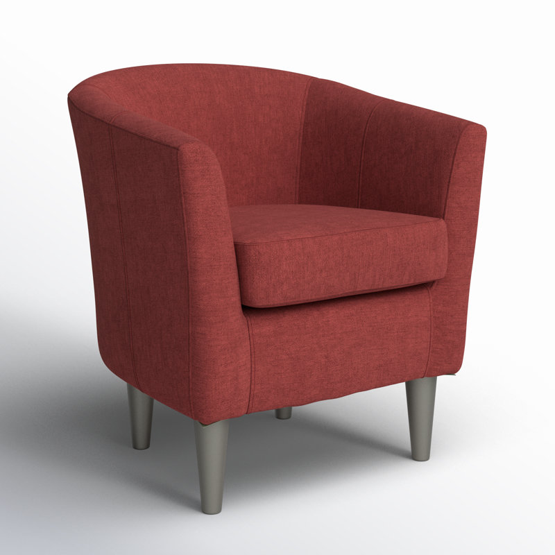 Fauteuil demi-tonneau en polyester de 31,5 po de largeur Gammill, Mélange de polyester rouge baie