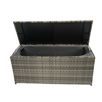 Outdoor Cushion Storage Box: 113 Gallon. Grey . Lightweight , Metal Frame. Water . For Patio Use Box Gallon - With Lid. Extra Large For Patio, Garden. Removable Waterproof Liner, Rust Versatile And