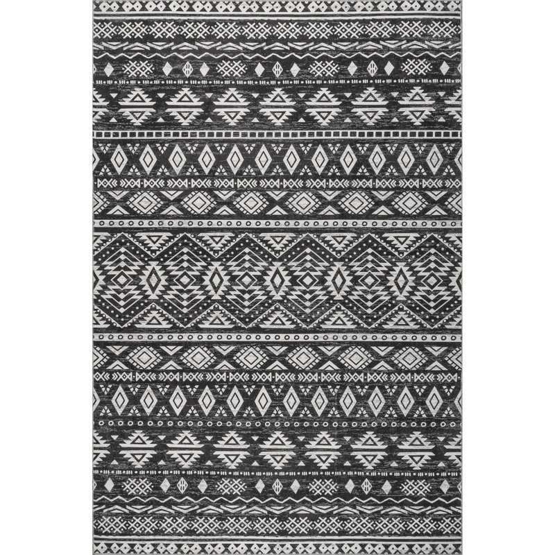 Tapis lavable à la machine Hobley Tribal, Rectangle 6 pi x 9 pi