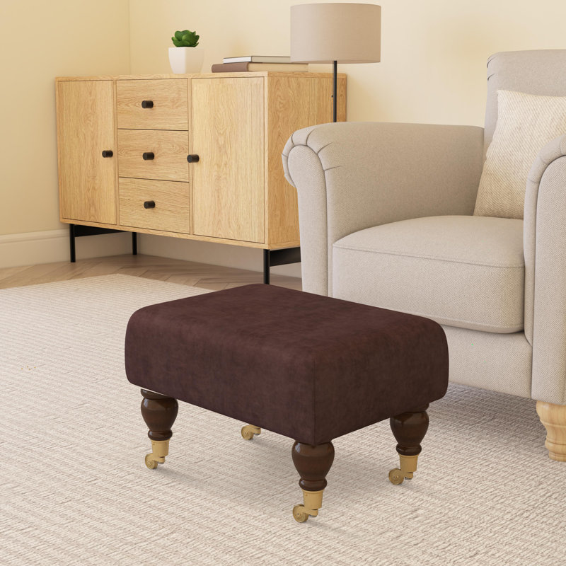 Autryville Wood Caster Leg - Plush, Mahogany, Burgandy Dark Red, Velvet