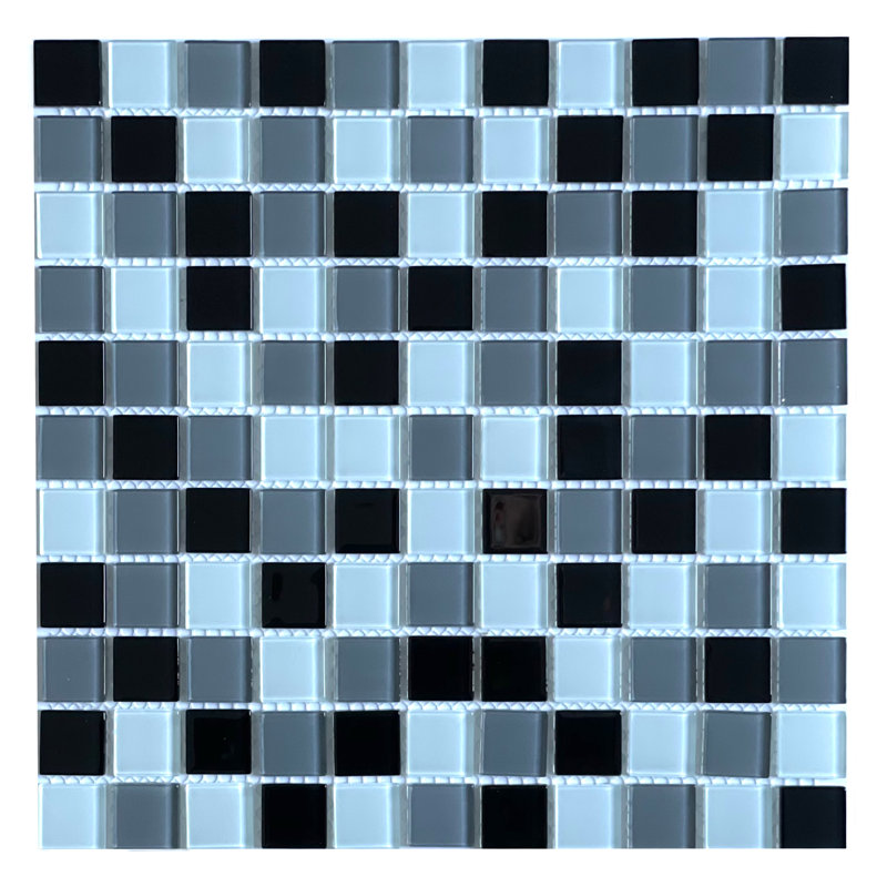 Pizzoli 1'' W x 1'' L Backsplash Glass Tile Mosaic Sheet, Black