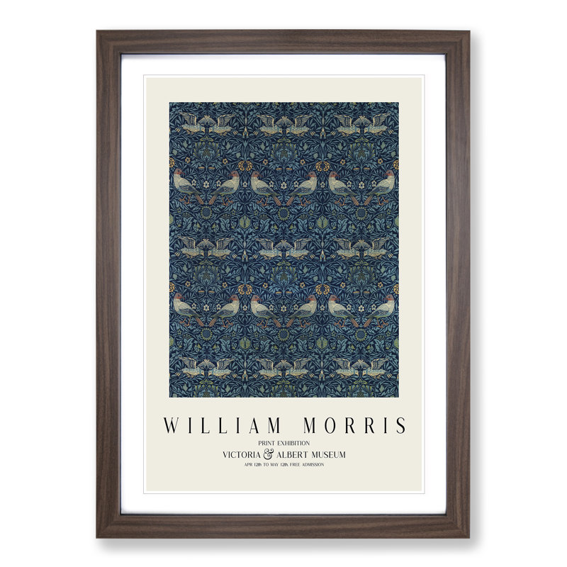 Birds Vol.2 by William Morris - Picture Frame Art Prints, 48cm H x 36cm W x 2cm D, Walnut