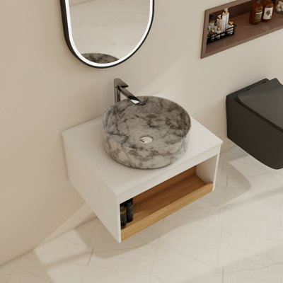 Ensemble de meuble-lavabo simple mural 24 "avec lavabo en céramique