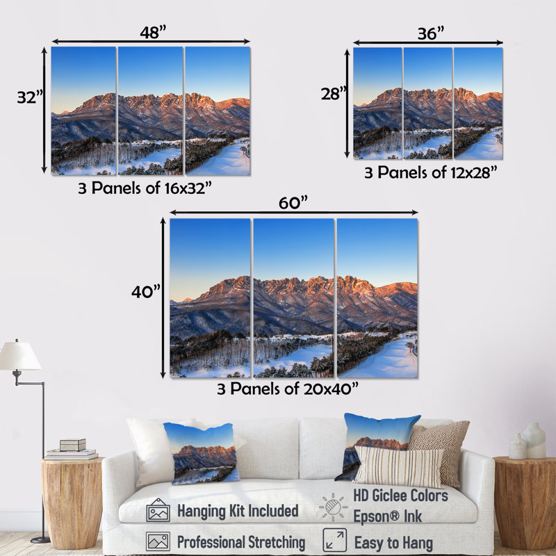 Hiver, montagnes Rocheuses, ensemble de salon Art mural, H 40 po x l 60 po x P 1 po