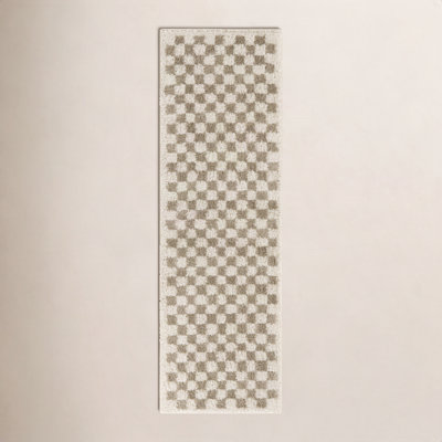 Walker Beige Checkered Shag Rug