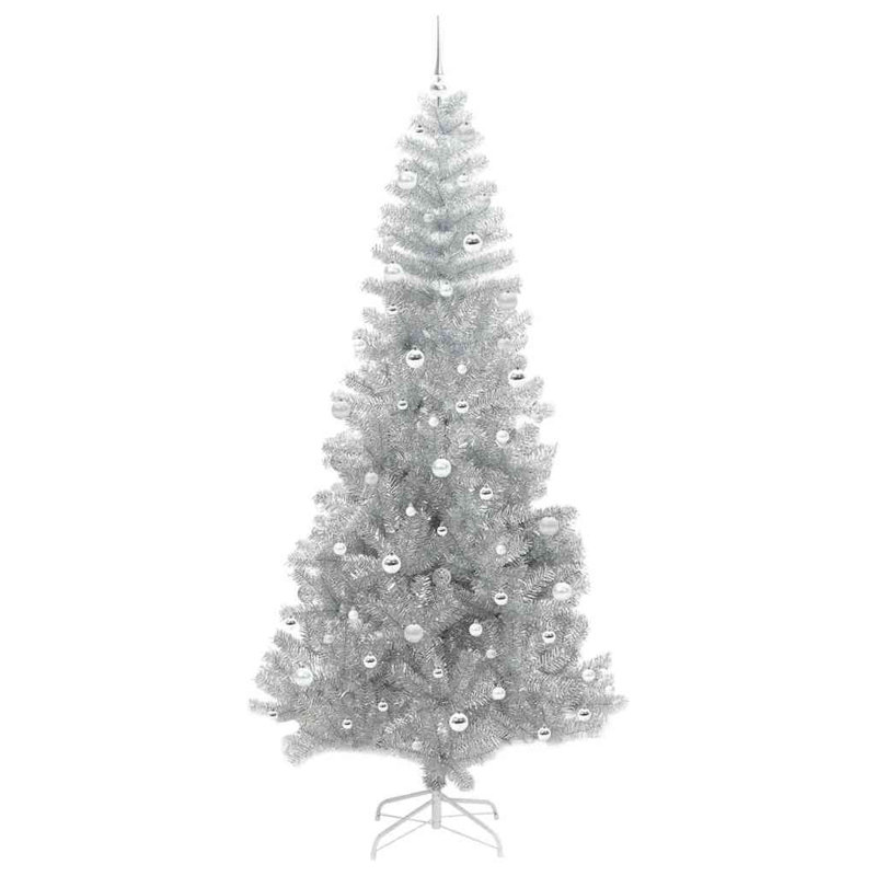 vidaXL Christmas Tree with 300 LEDs with Stand Silver PET, 7.87 ft