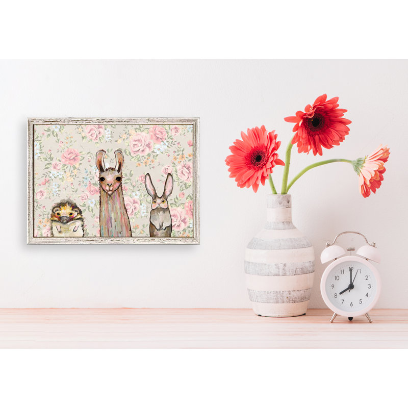 «Baby Llama And Friends» par Eli Halpin - reproduction, H 16 po x l 20 po, Toile tendue, Pas de tapis