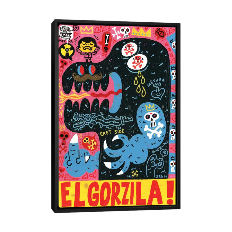 « monstro », reproduction sur toile, H 26 po x l 18 po x P 1,5 po, Toile avec cadre noir, Pas de tapis