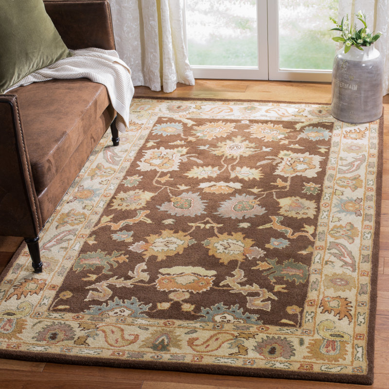 Bulwinder Hand Tufted Wool Floral Rug, Rectangle 6' x 9'
