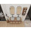 Meuble-lavabo 48 po avec 2 lavabos en céramique et support de rangement, 4 portes à fermeture douce, montage flottant, contreplaqué