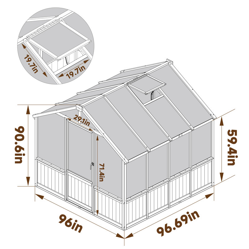 8 Ft. X 8 Ft. Wooden Greenhouse, Black