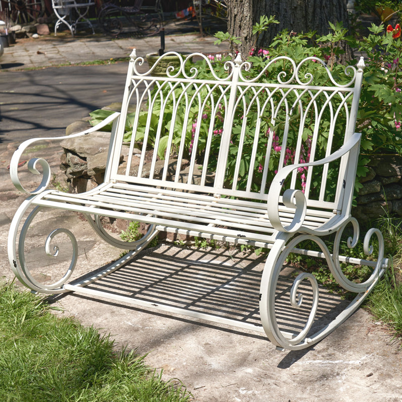 Banc à bascule en métal Dominy, Blanc antique