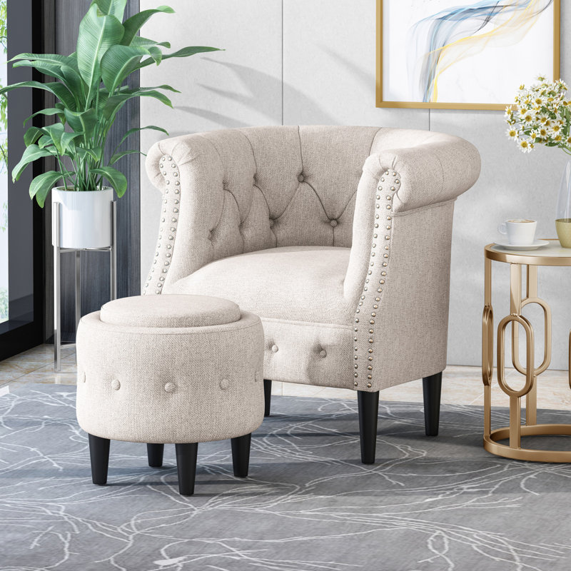 Canapé moderne + repose-pieds, Beige