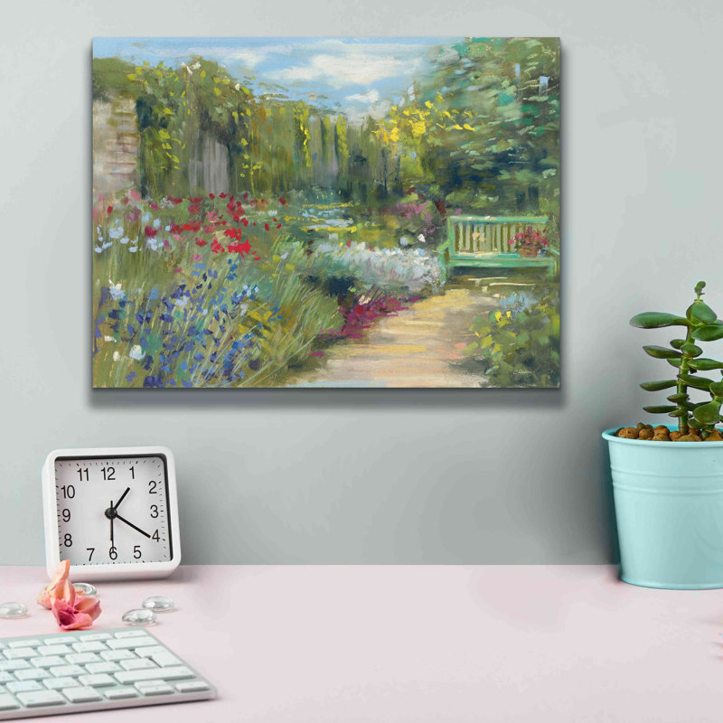 «Aaronisha Garden Bench on Canvas» par Carol Rowan, reproduction, H 12 po x l 16 po x P 0,75 po