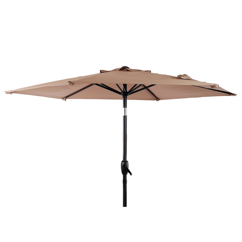 Parasol de jardin 7,5 pi, parasol de jardin extérieur inclinable et manivelle pour jardin, terrasse, piscine, base de parasol brun