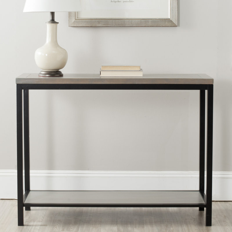 Nehru 41.3'' Solid Wood Top Console Table, French Gray