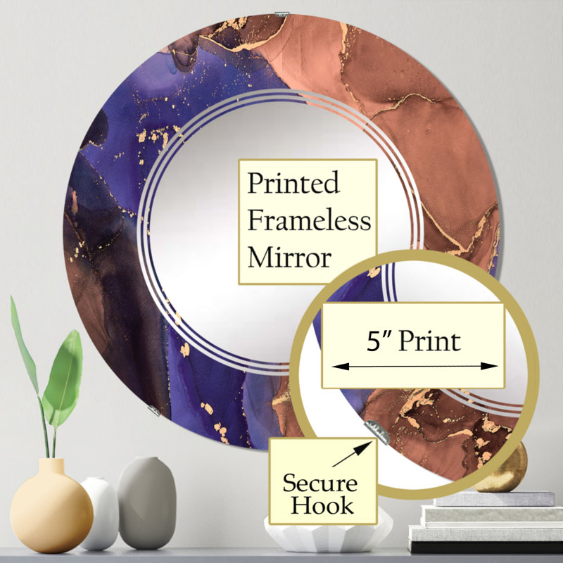Miroir mural moderne et abstrait brun, 24 po x 24 po