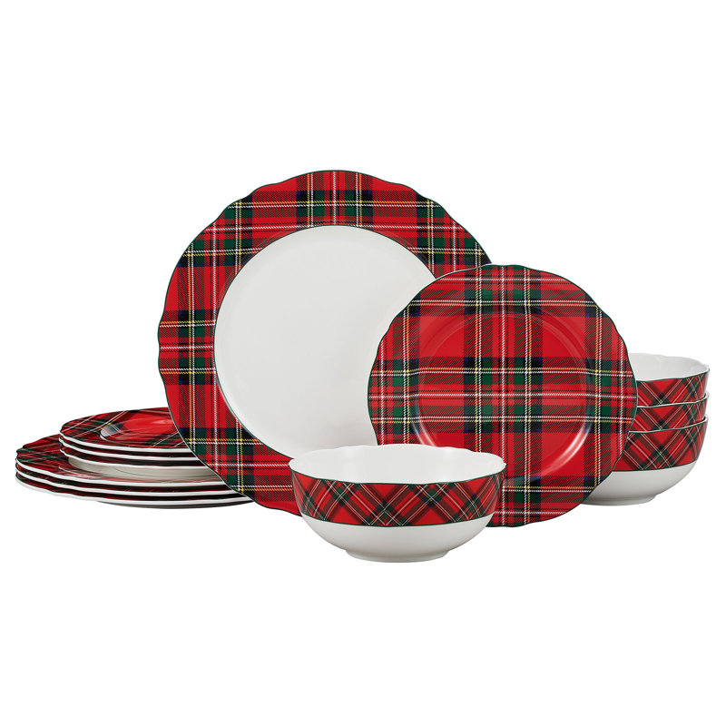 Service de table 12 pièces Mikasa Tartan Scallop, service pour 4